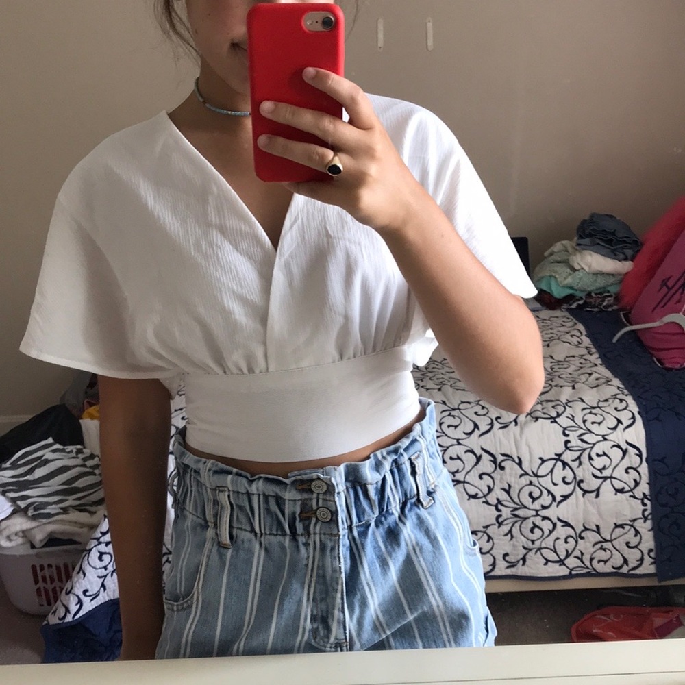 white crop top